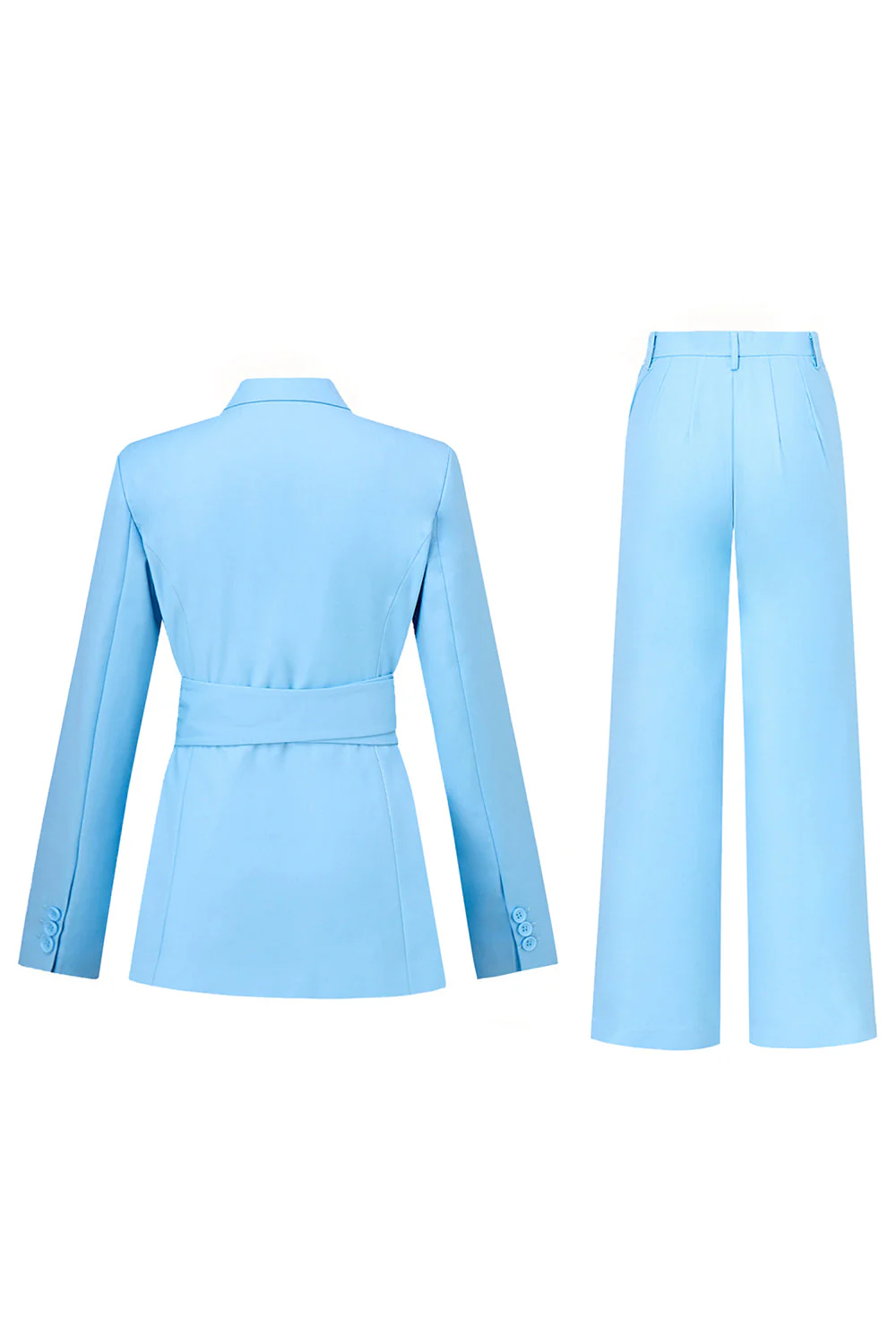 Blue Peak Lapel Costumes 2 pièces pour femmes avec ceinture - Image 4