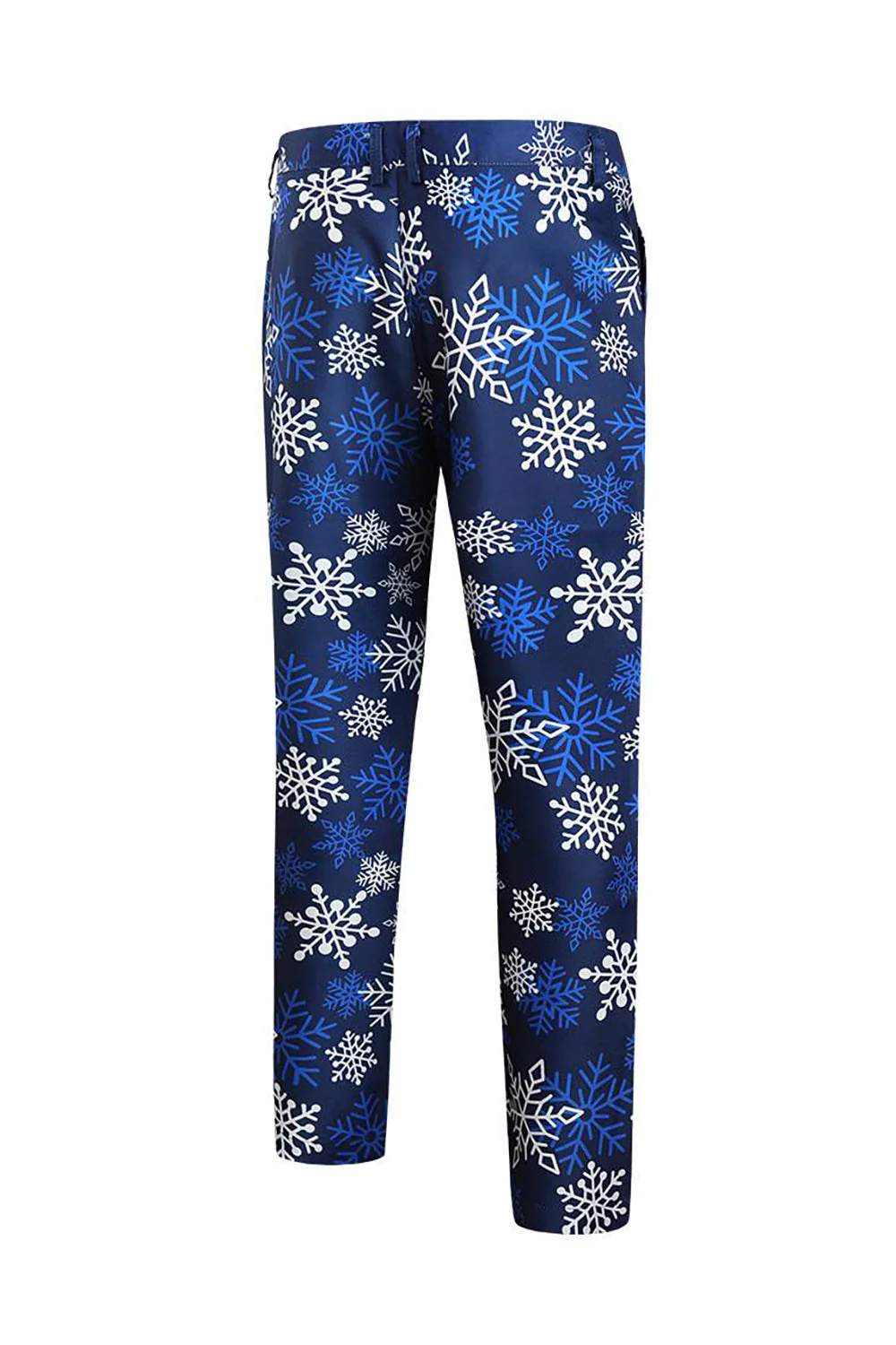 Blue Snowflake imprimé 3 pièces costumes de fête de Noël pour hommes - Image 6
