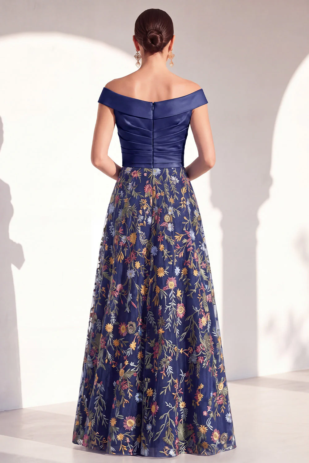 Blush A-Line Off the Shoulder, robe fleurie longue Mother of the Bride - Image 14