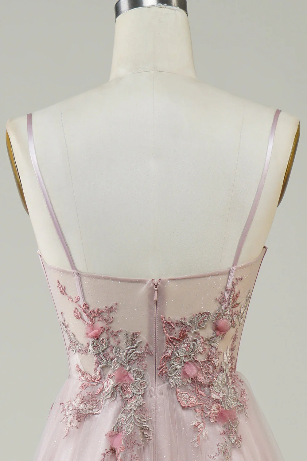 Blush Corset A-Line Robe longue de Soirée avec fleurs - Image 5
