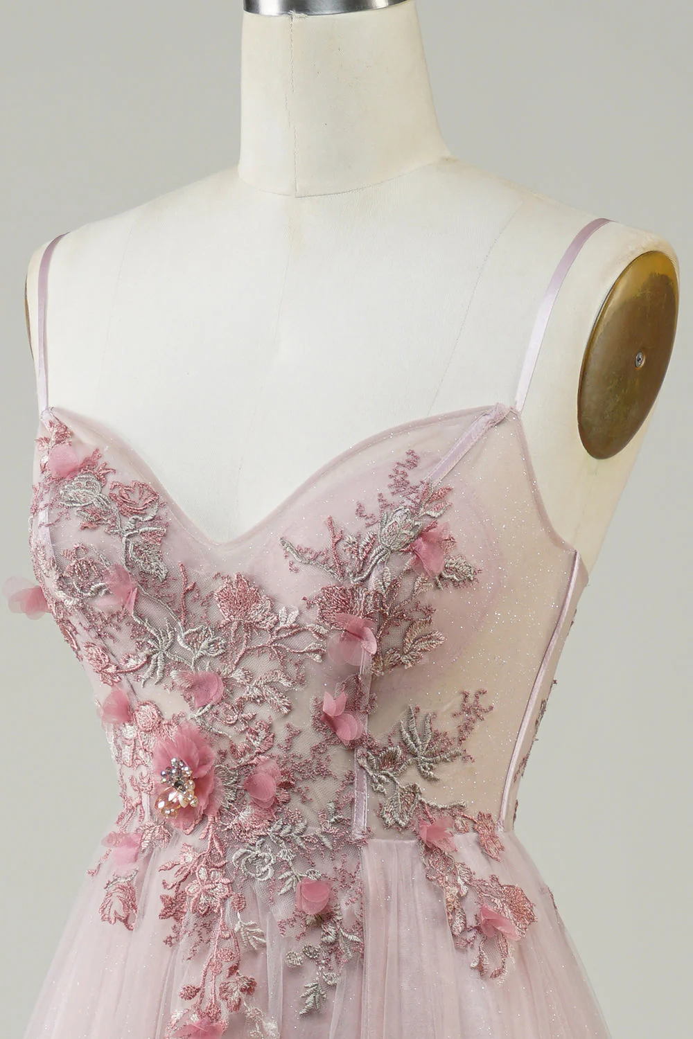 Blush Corset A-Line Robe longue de Soirée avec fleurs - Image 6