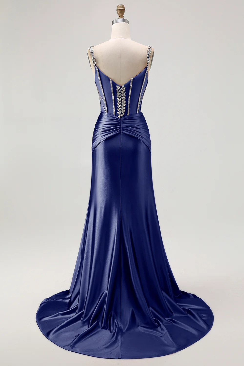 Robe de soirée sirène longue bustier blush à strass - Image 22