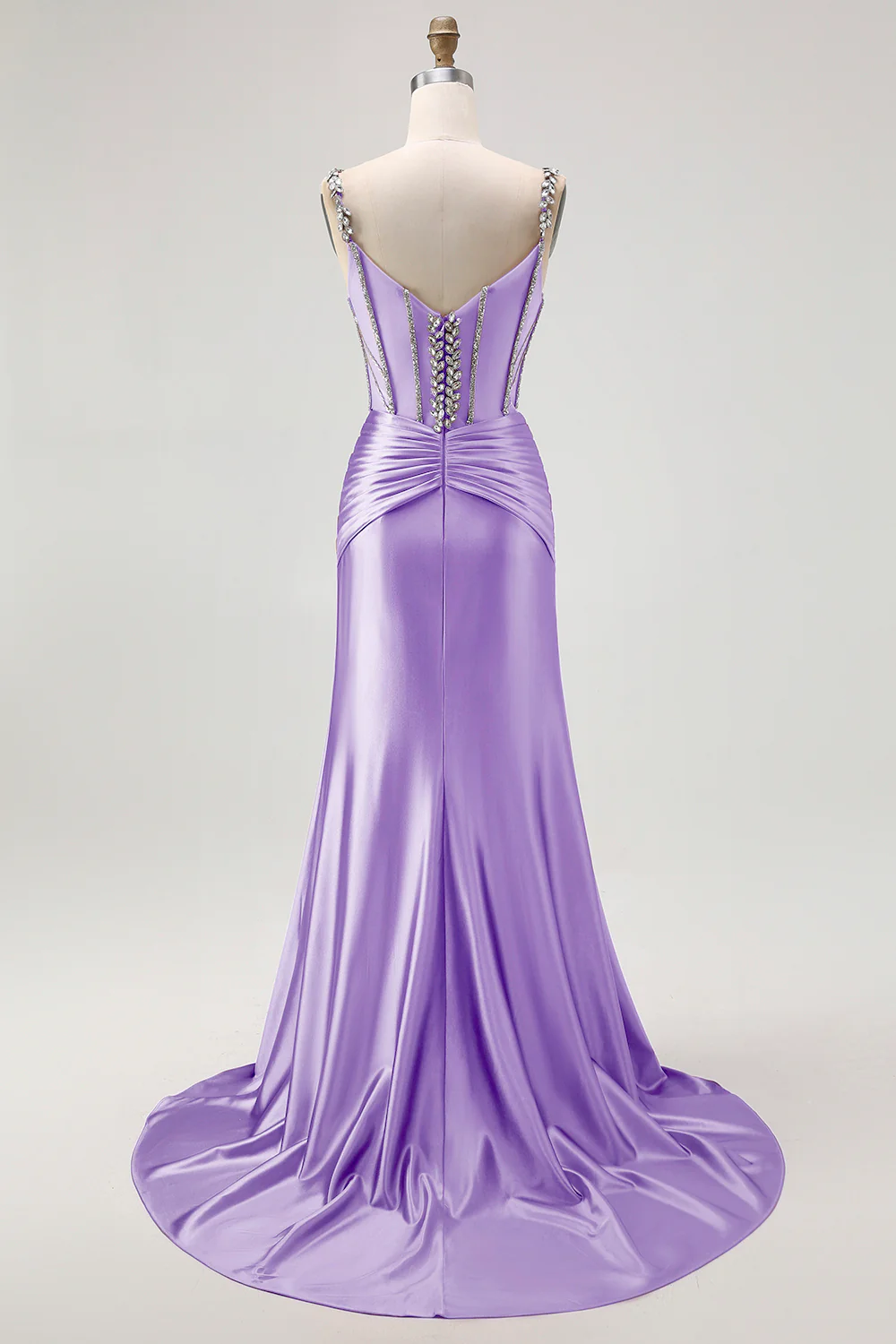 Robe de soirée sirène longue bustier blush à strass - Image 24