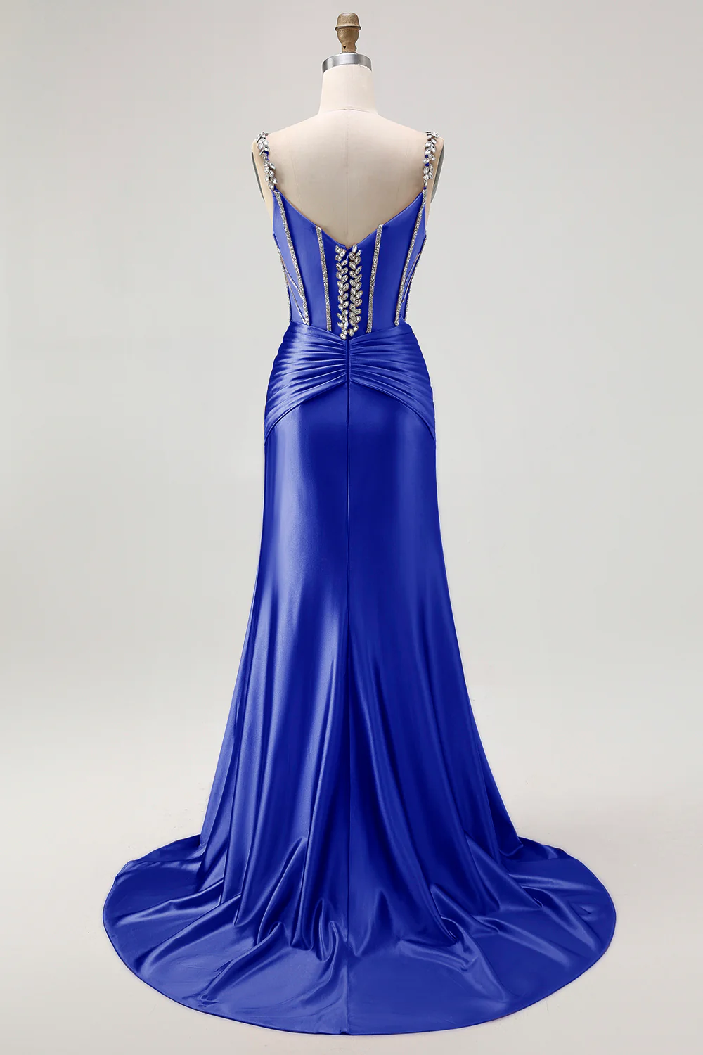 Robe de soirée sirène longue bustier blush à strass - Image 26