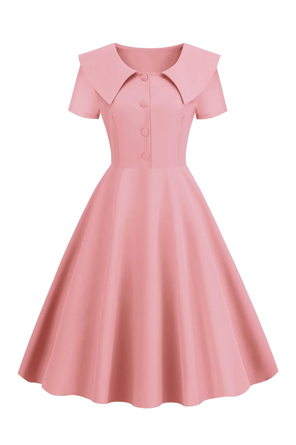 Blush manches courtes Peter Pan Robe vintage avec boutons