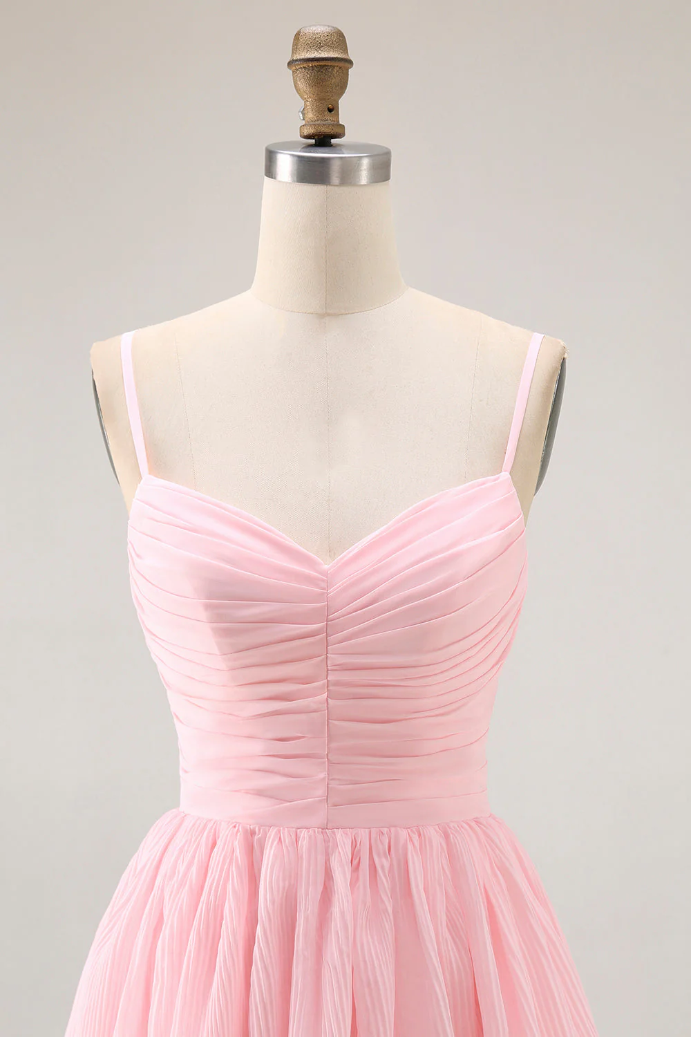 Blush Pink A Ligne Tiered Cloth Longue Robe de demoiselle d’honneur avec volants - Image 4