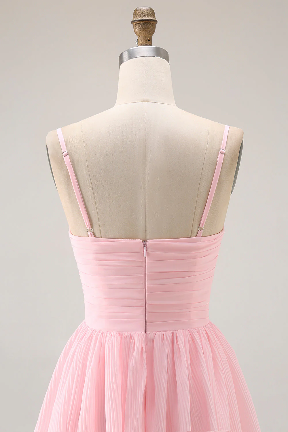 Blush Pink A Ligne Tiered Cloth Longue Robe de demoiselle d’honneur avec volants - Image 5