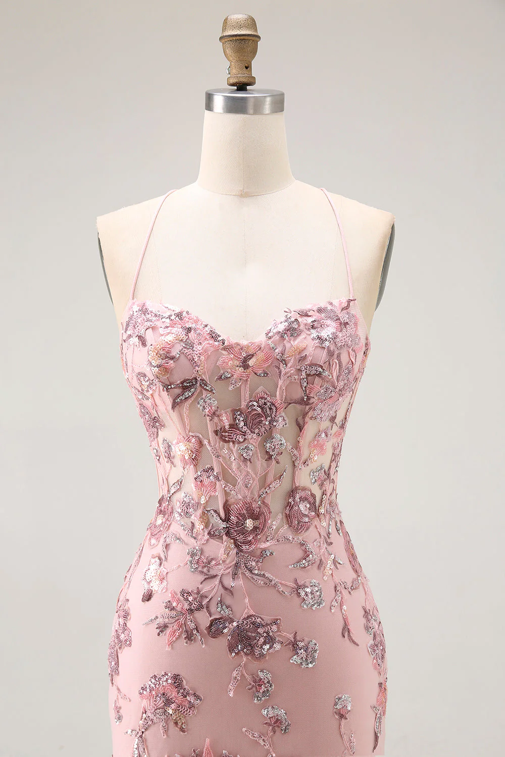 Blush Sirène Corset Applique Robe de Bal Longue avec Perles - Image 6