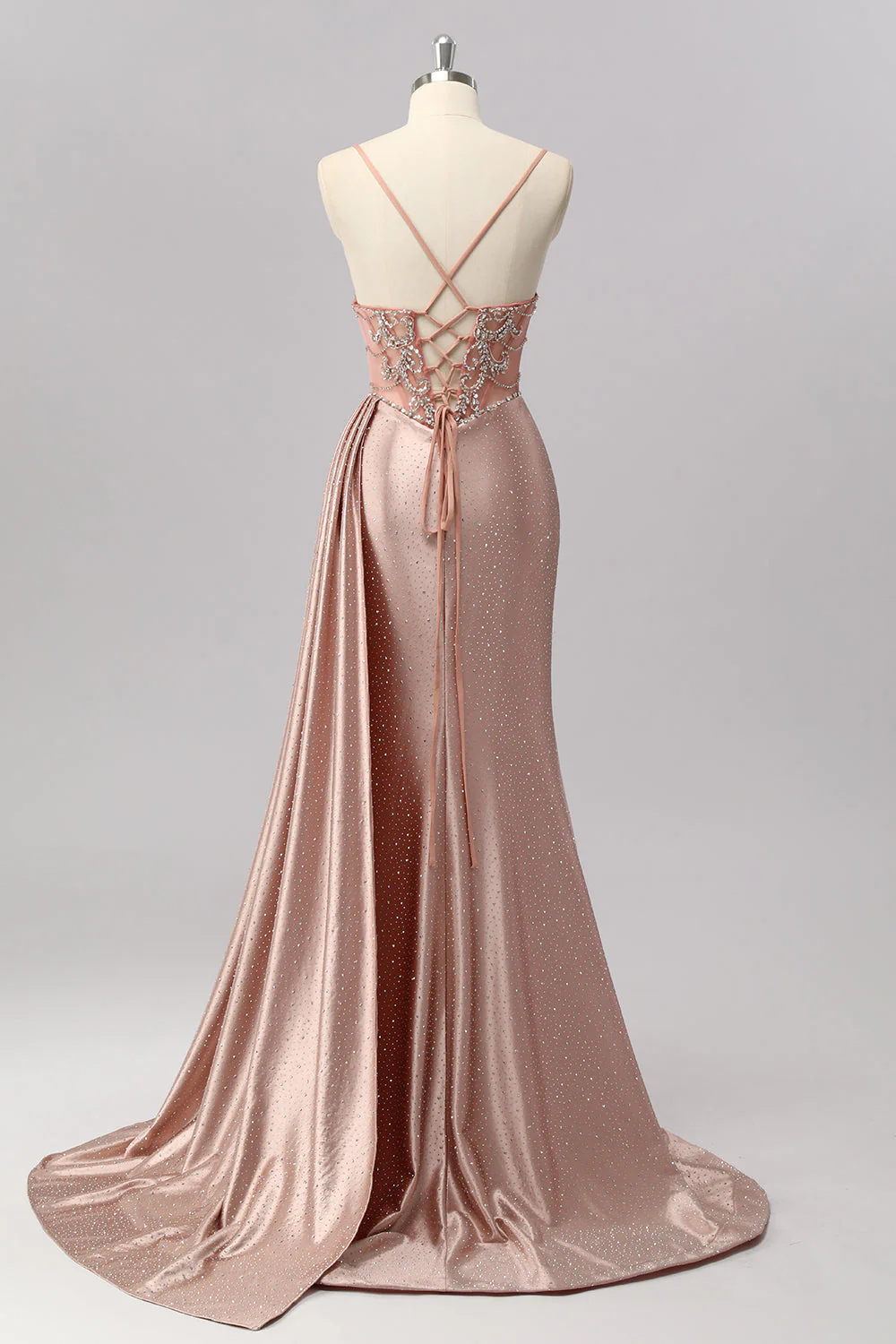 Blush Sirène Spaghetti Bretelles Perles Robe de Bal avec Banderole Latérale - Image 2