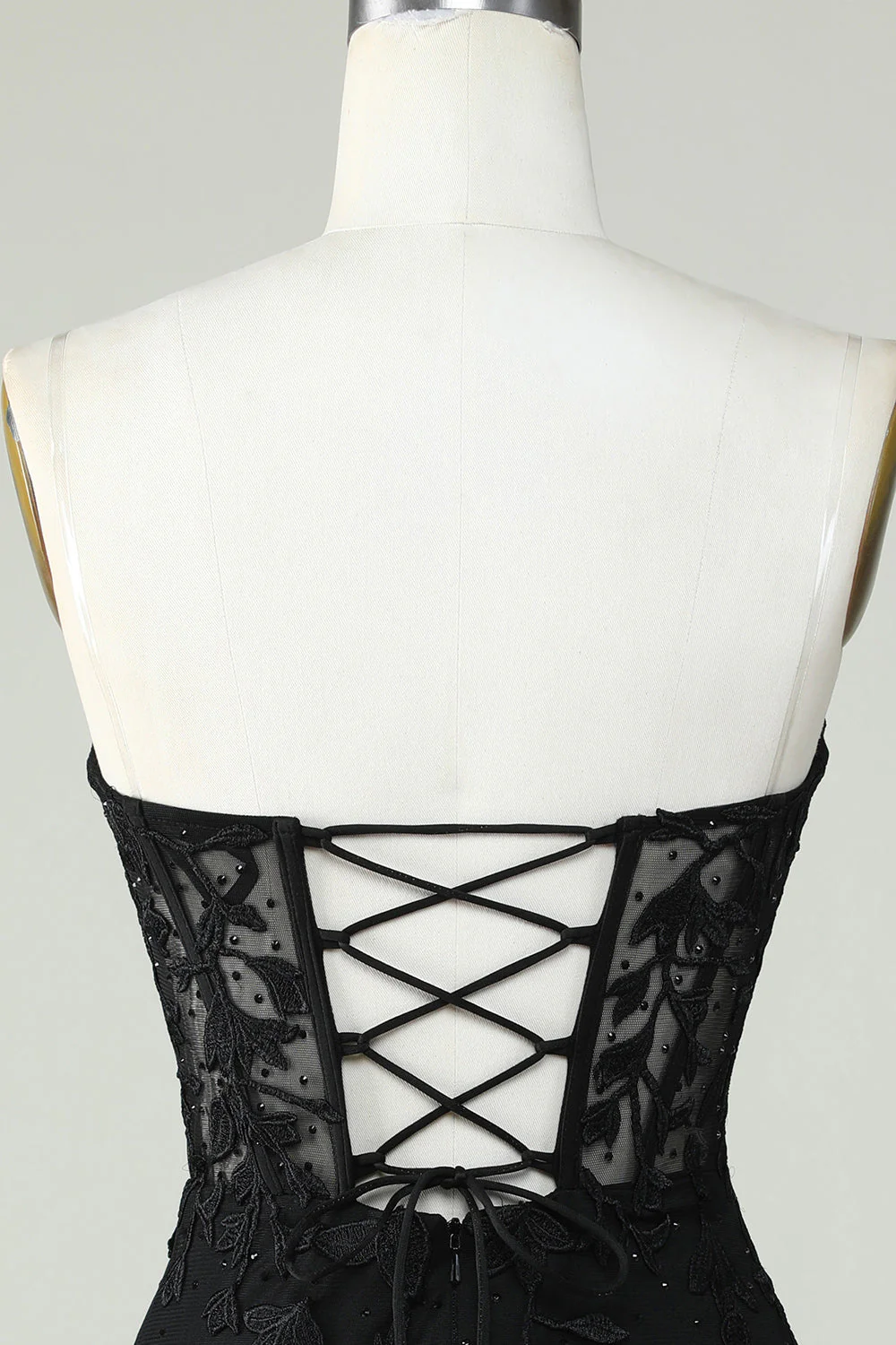 Moulante Amoureux Noir Corset Robe courte cocktail avec appliques - Image 5