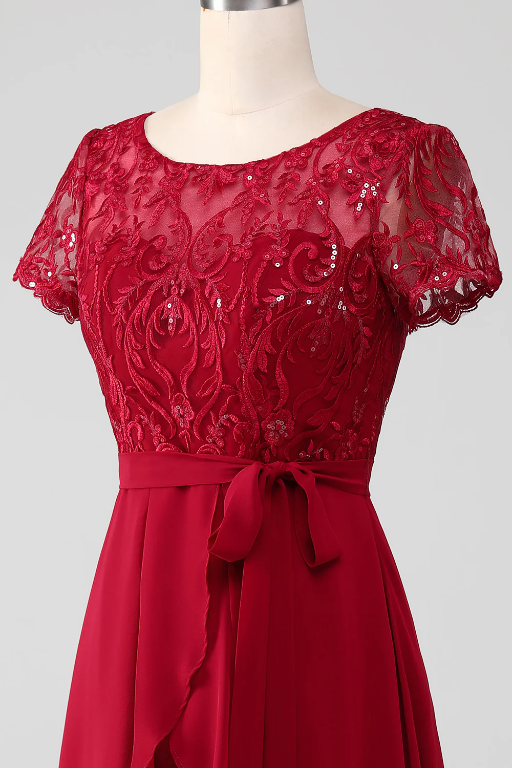 Bordeaux asymétrique paillettes scintillantes mère de robe de mariée avec Appliques - Image 6