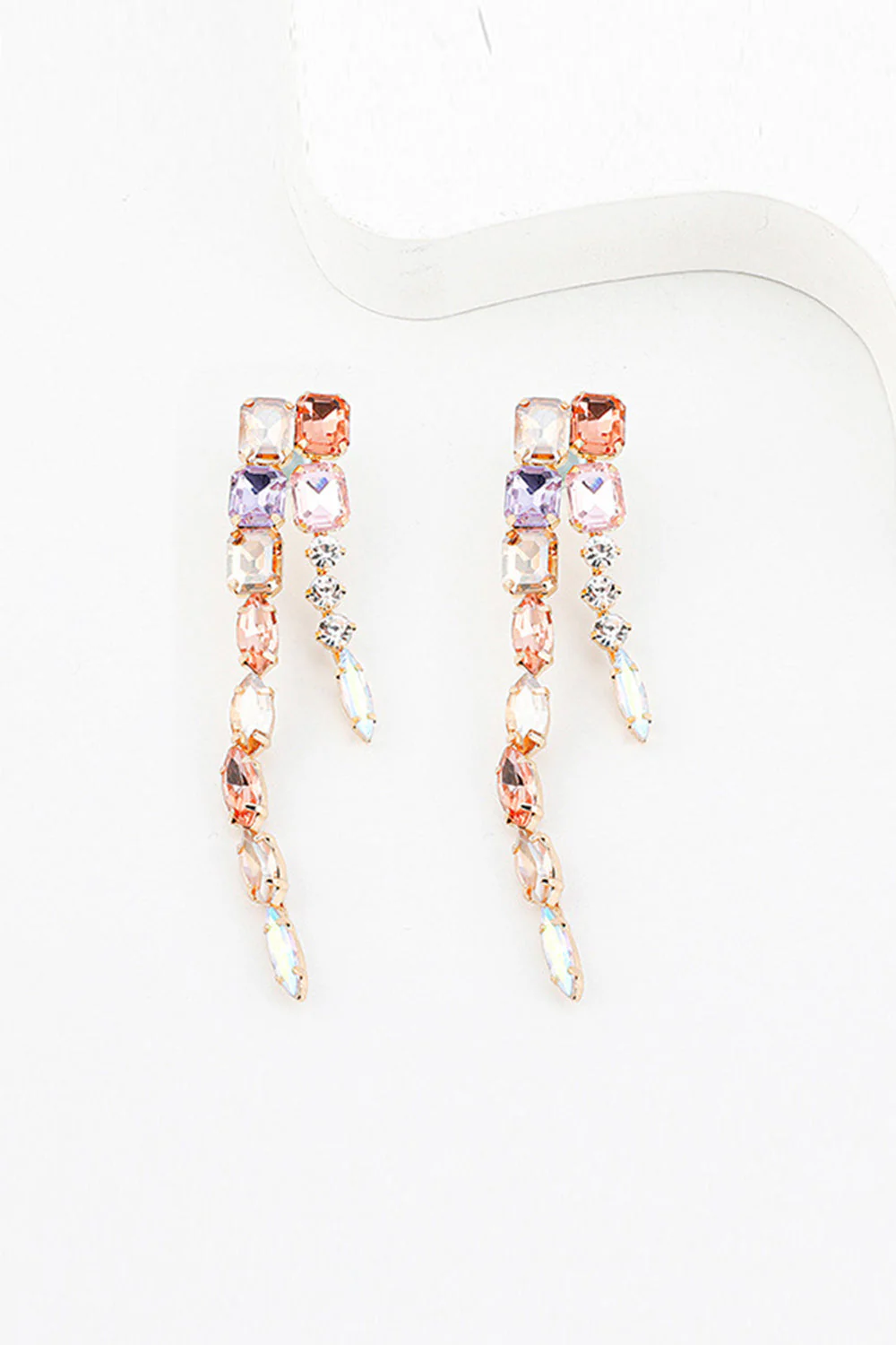 Boucle d’oreille en alliage de pompon coloré en cristal champagne - Image 2