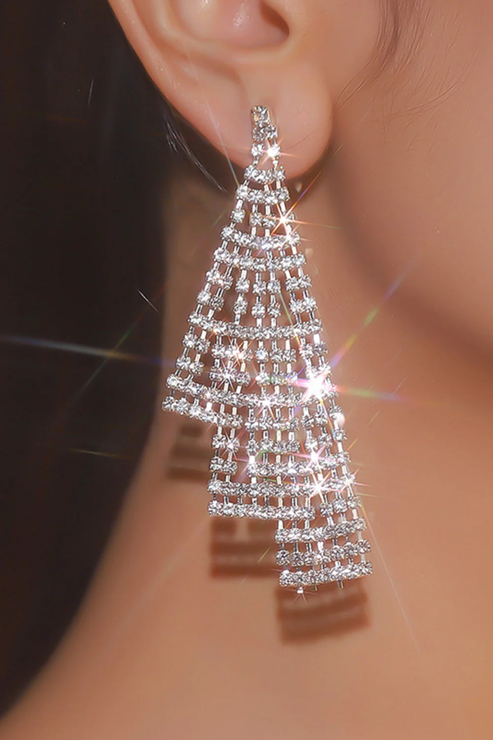 Boucles d’oreilles argent strass - Image 2