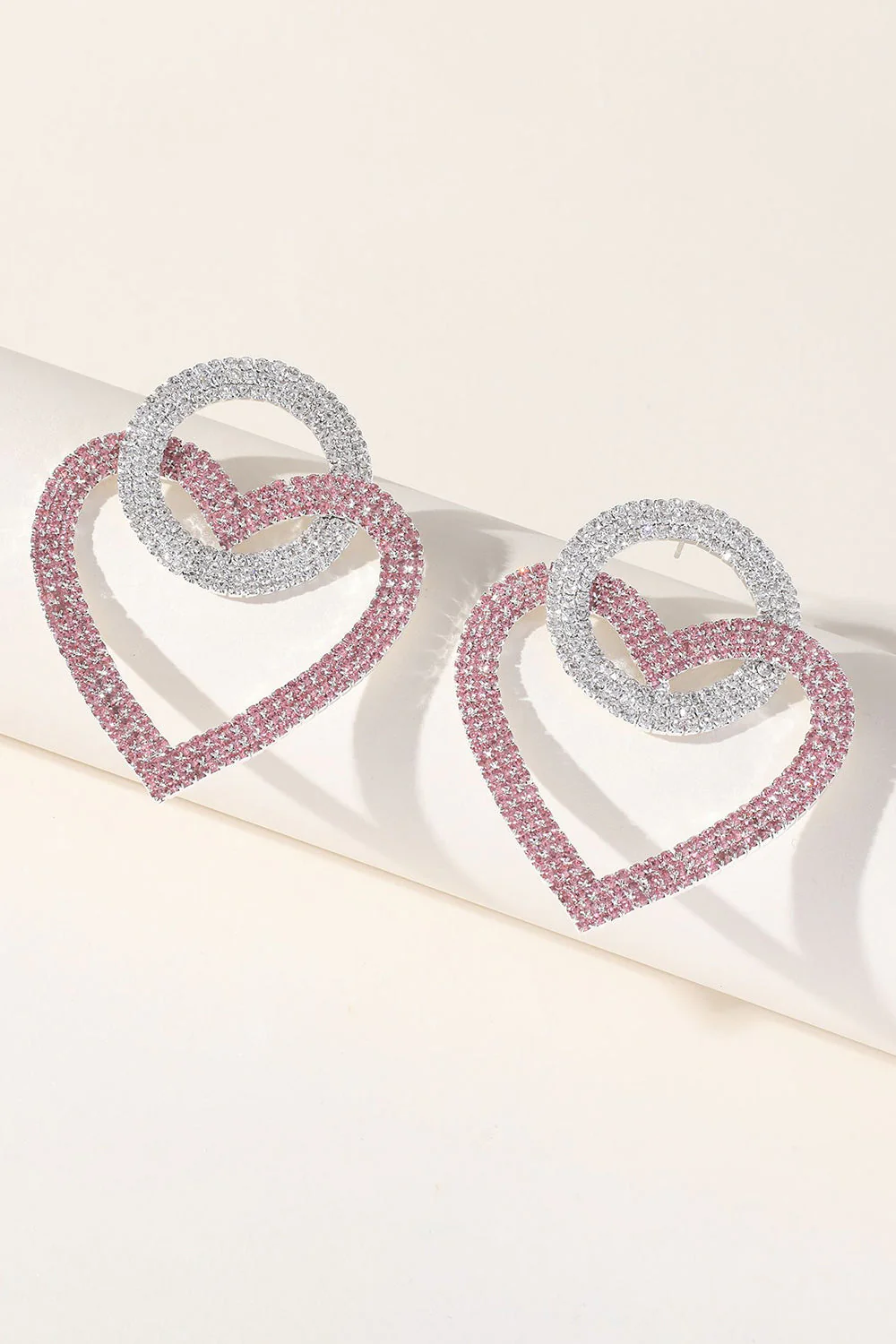 Boucles d’oreilles en forme de cœur en strass étincelantes - Image 3