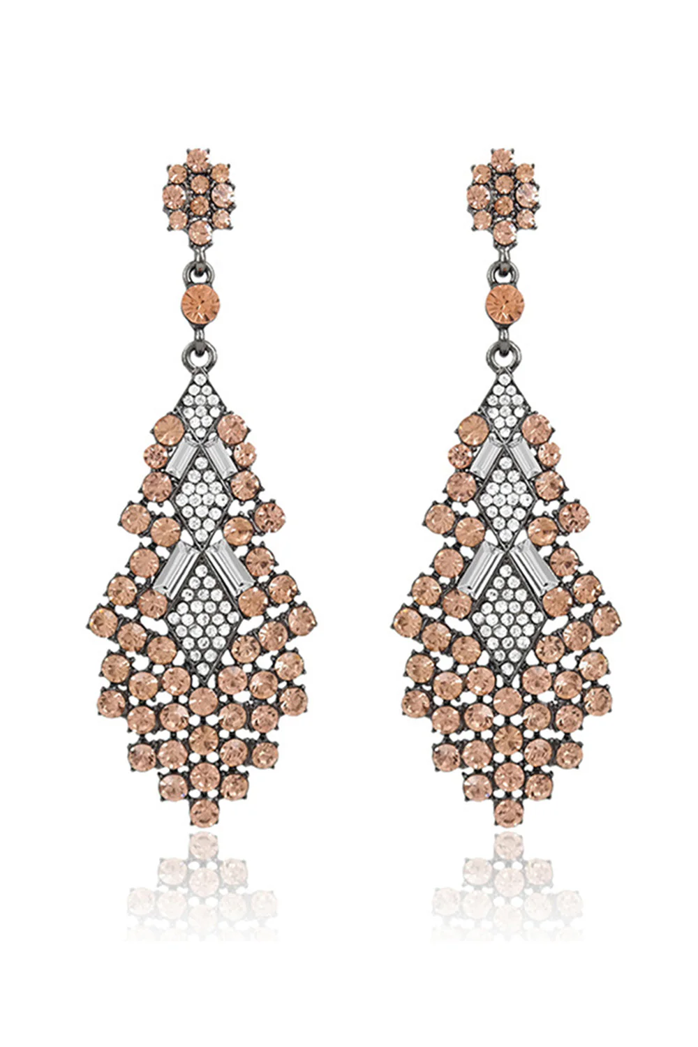 Boucles d’oreilles en forme de larme au champagne scintillant avec des strass