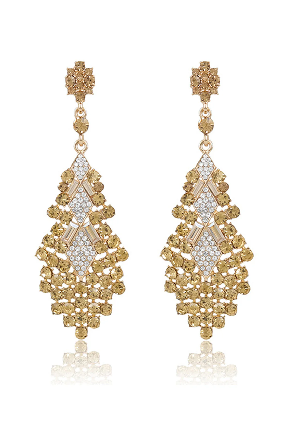 Boucles d’oreilles en forme de larme au champagne scintillant avec des strass - Image 4