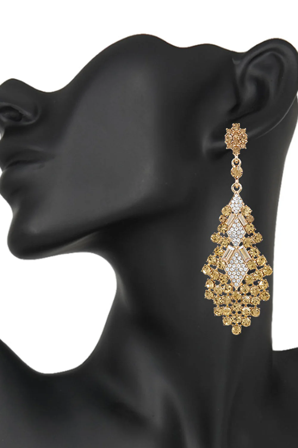 Boucles d’oreilles en forme de larme au champagne scintillant avec des strass - Image 5