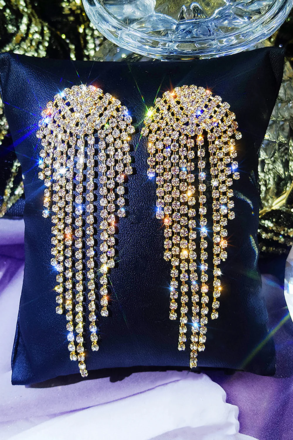Boucles d’oreilles Gold Rhinestone Drop - Image 2