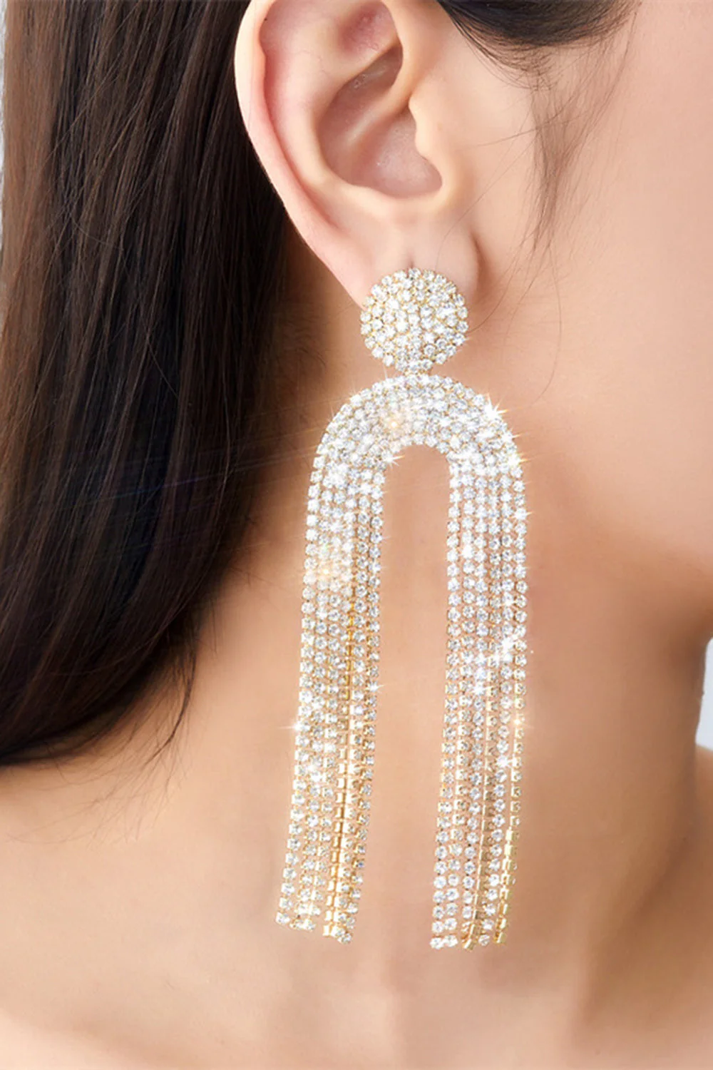 Boucles d’oreilles strass blanc - Image 2