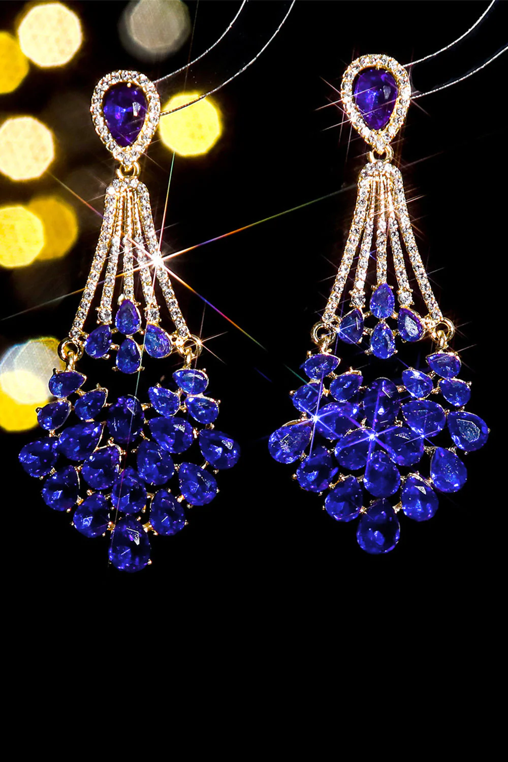 Boucles d’oreilles strass bleu royal - Image 2