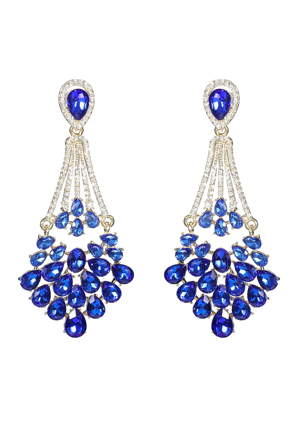 Boucles d’oreilles strass bleu royal - Image 3