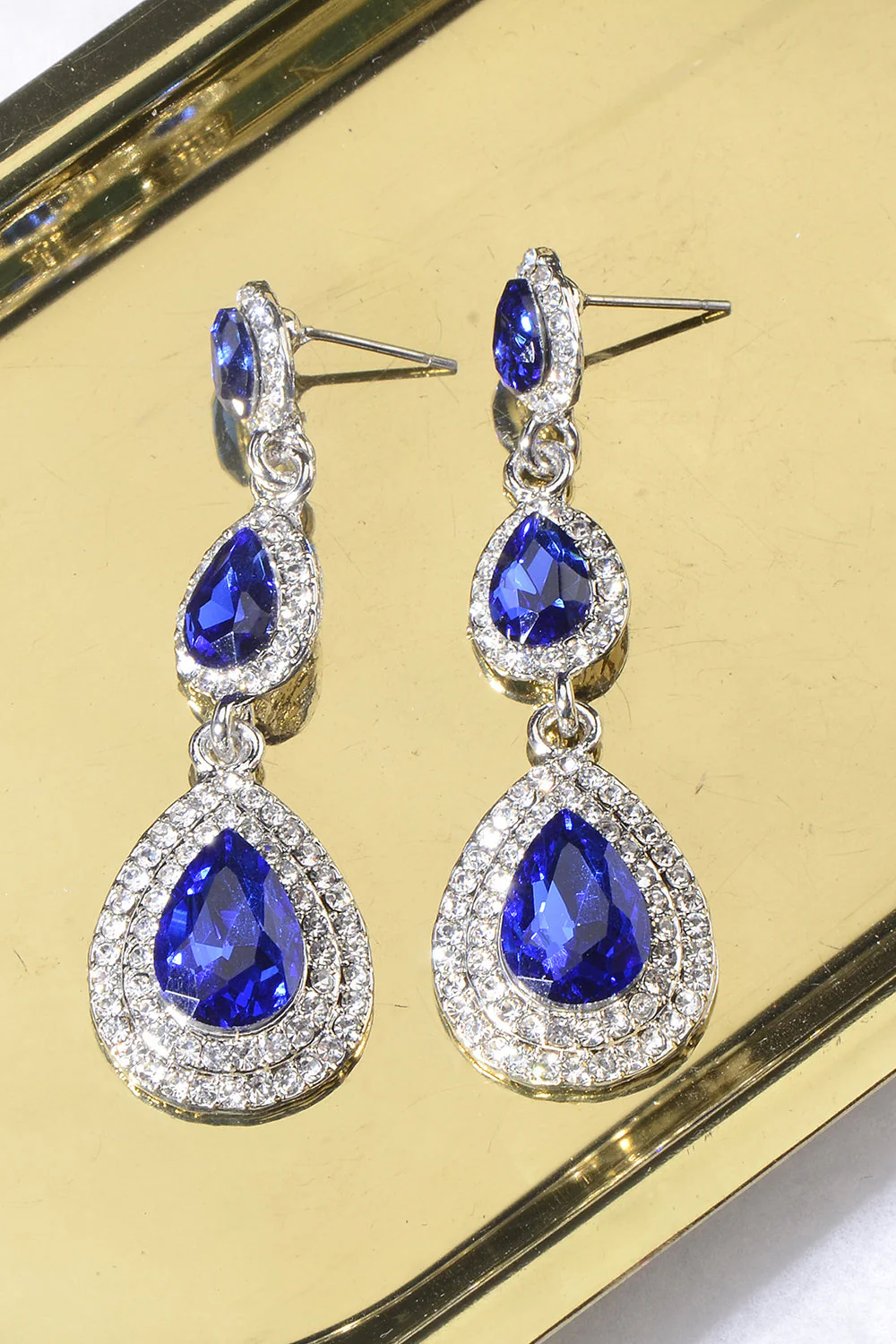 Boucles d’oreilles strass vert foncé - Image 4