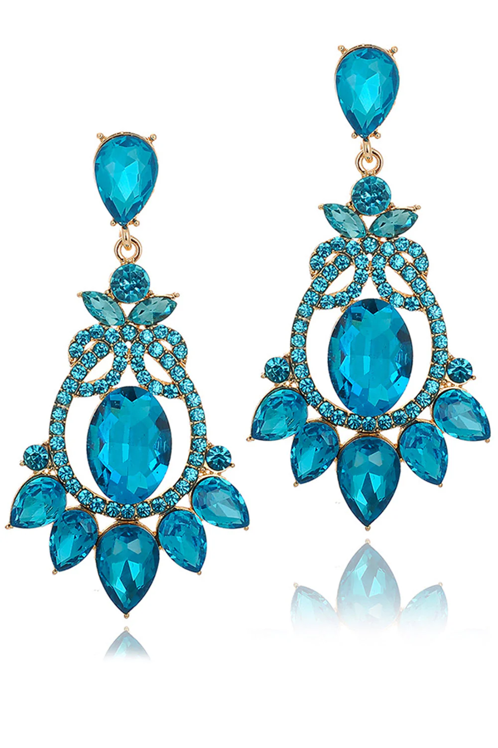 Boucles d’oreilles vintage vintage bleues scintillantes avec des strass