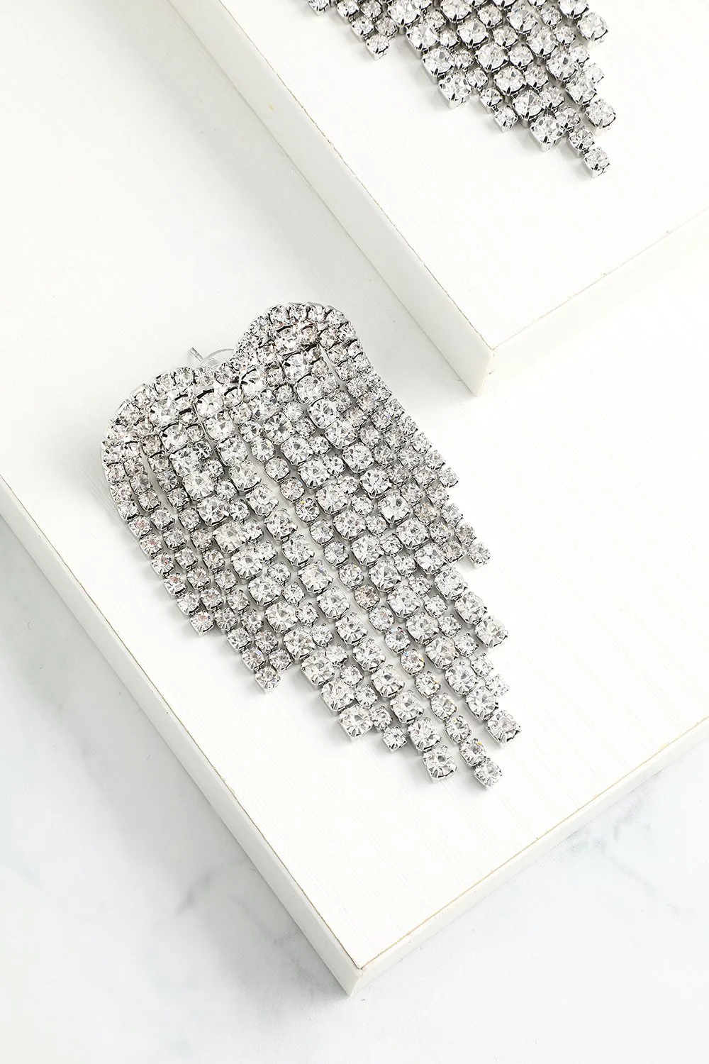 Boucles d'oreilles en Cristal Argenté Brillant - Image 3
