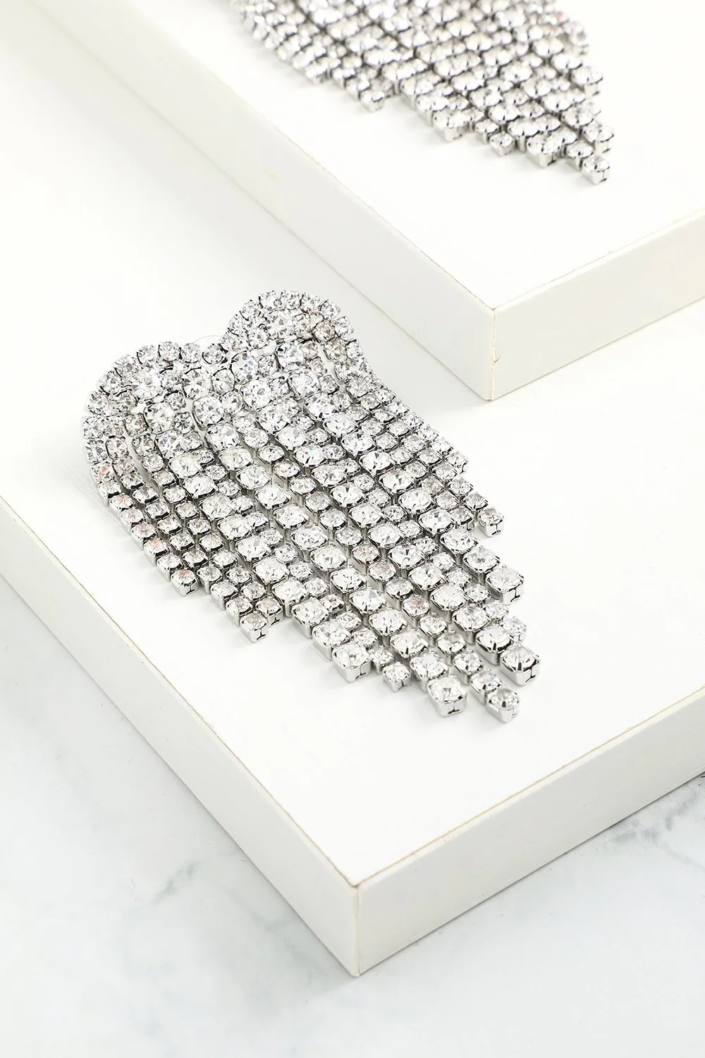Boucles d'oreilles en Cristal Argenté Brillant - Image 4
