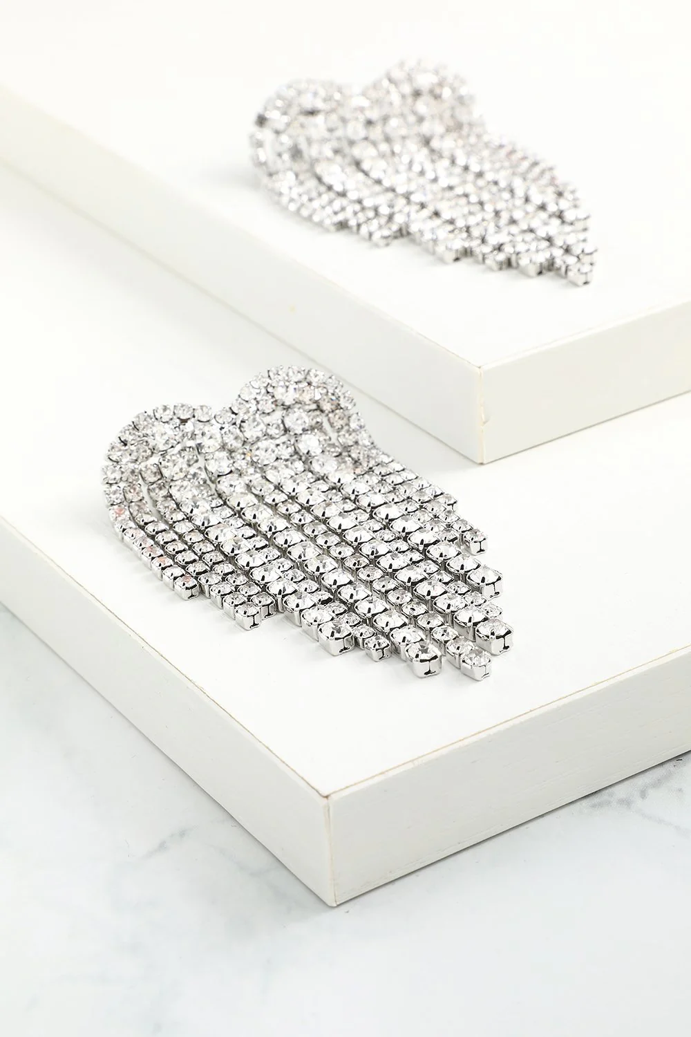 Boucles d'oreilles en Cristal Argenté Brillant - Image 5