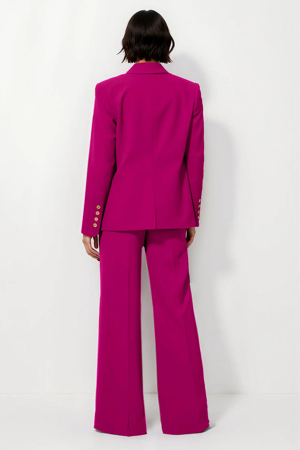 Ensemble femme bordeaux deux pièces à revers cranté avec manches - Image 13