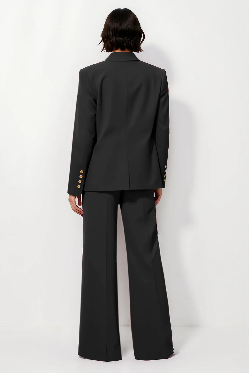 Ensemble femme bordeaux deux pièces à revers cranté avec manches - Image 5