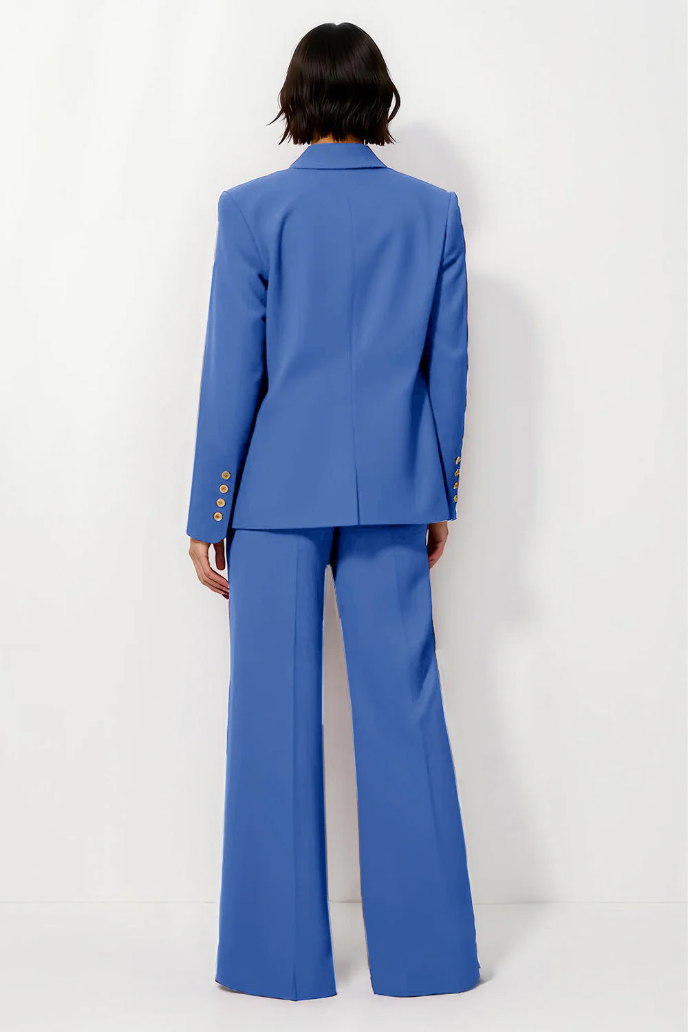 Ensemble femme bordeaux deux pièces à revers cranté avec manches - Image 7