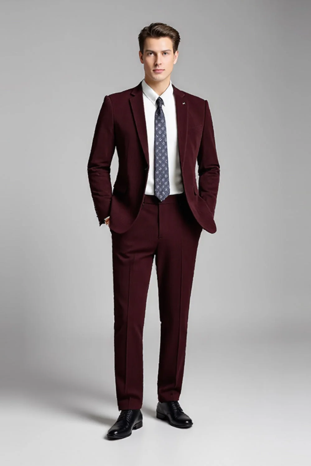 Bourgogne 2 pièces revers crantés Costumes homme