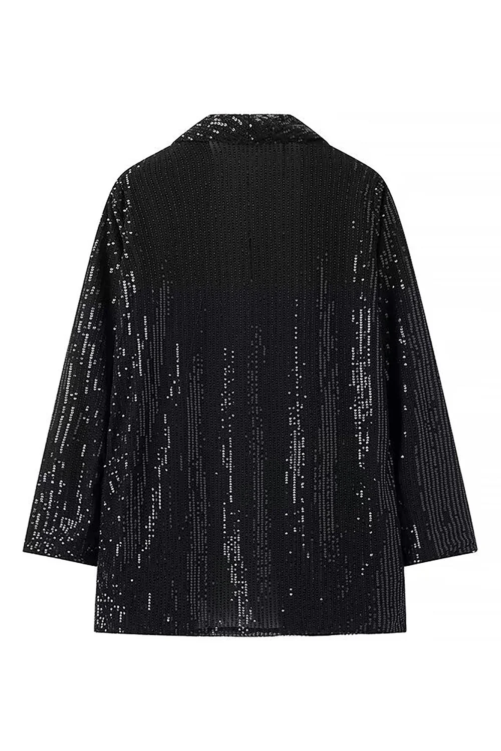Costume de bal pour femme 2 pièces noir brillant à châle revers et paillettes - Image 3