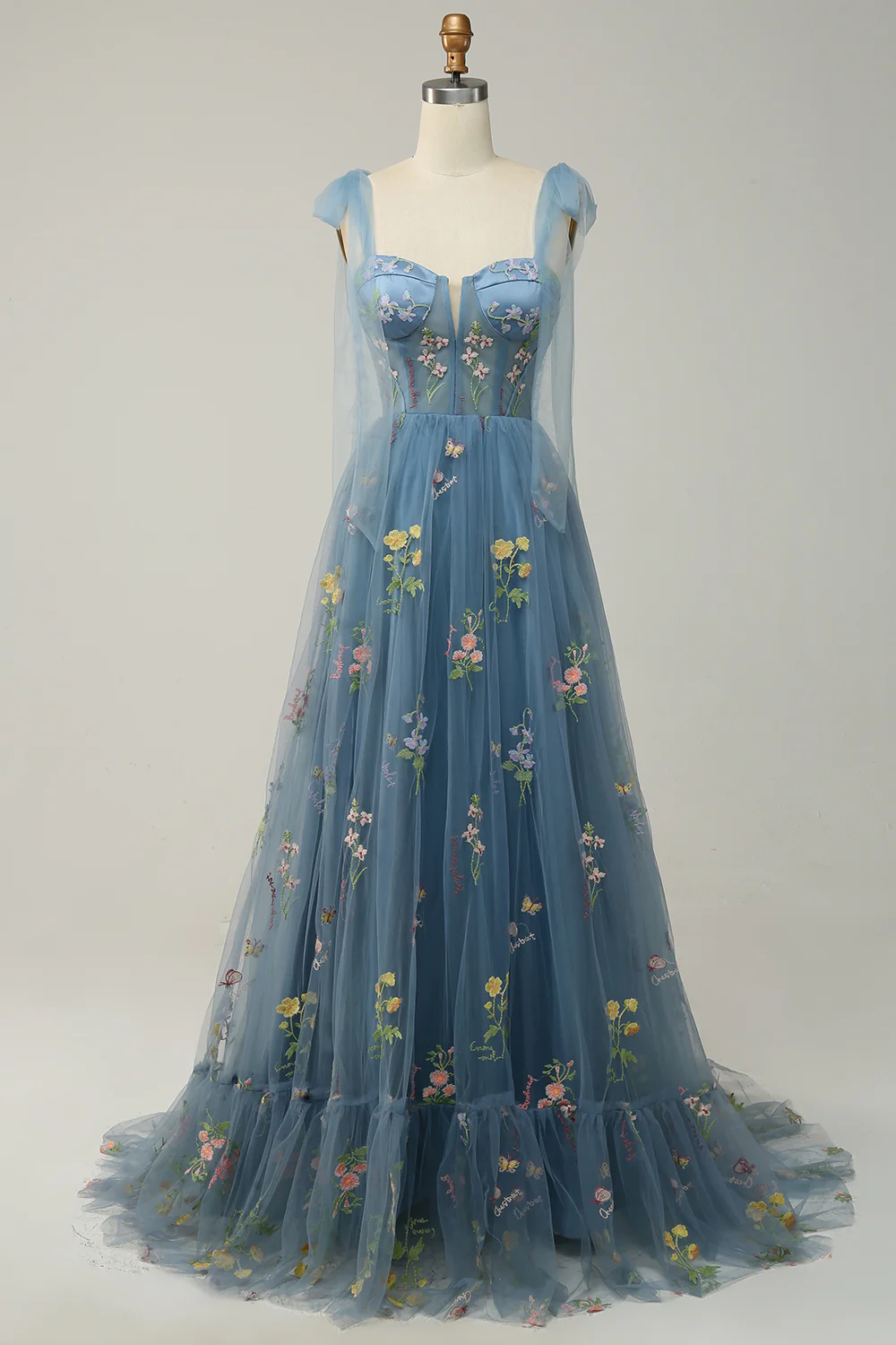 Broderie lilas Corset Robe longue de Soirée - Image 12