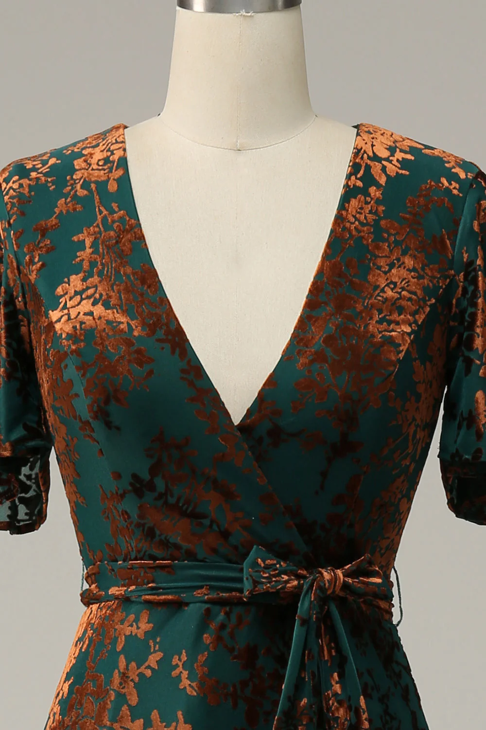 Burnout Velvet Vert foncé Robe de mère de mariée - Image 7