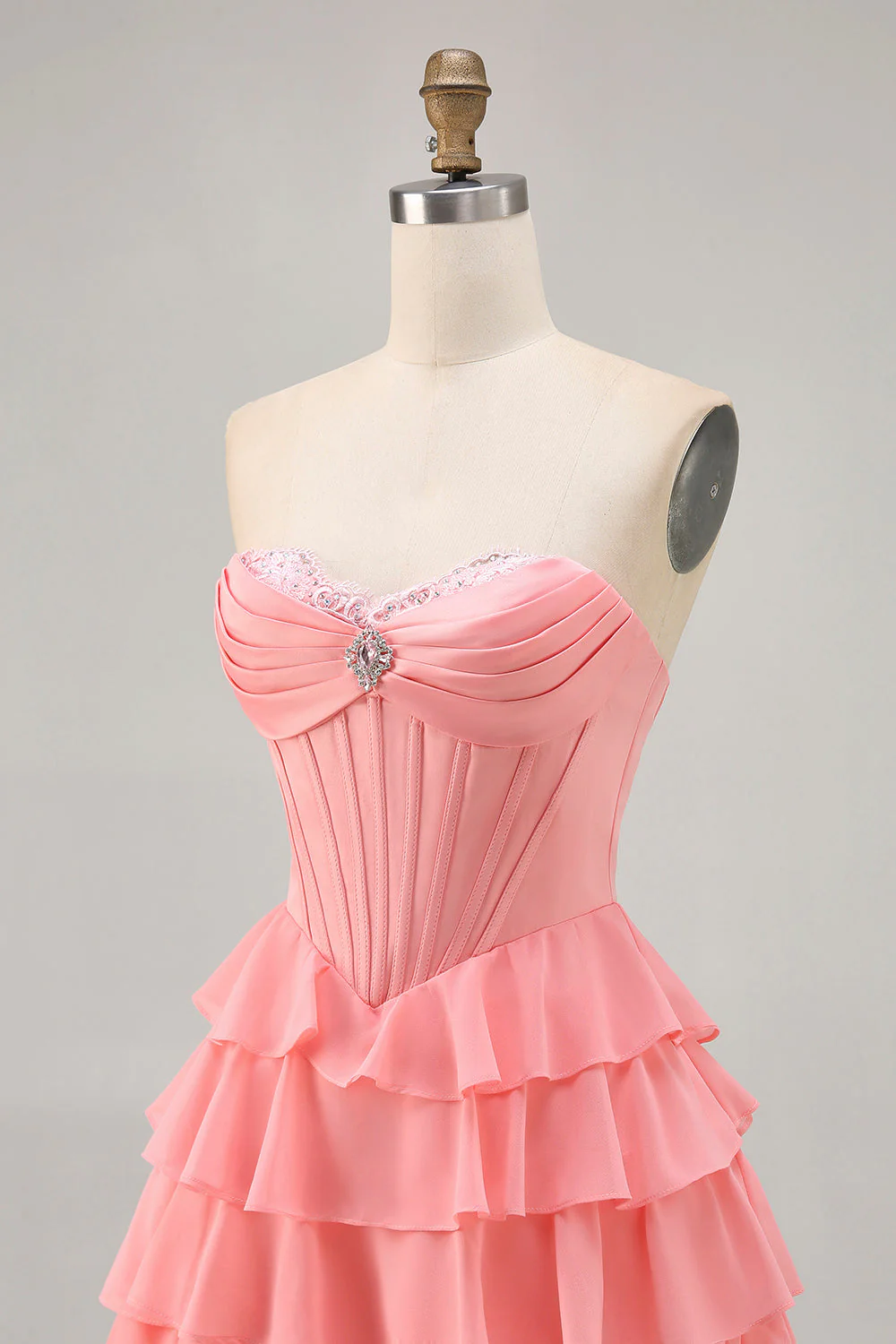 Bustier violet à plusieurs niveaux Corset Une ligne courte Robe De Cocktail - Image 15