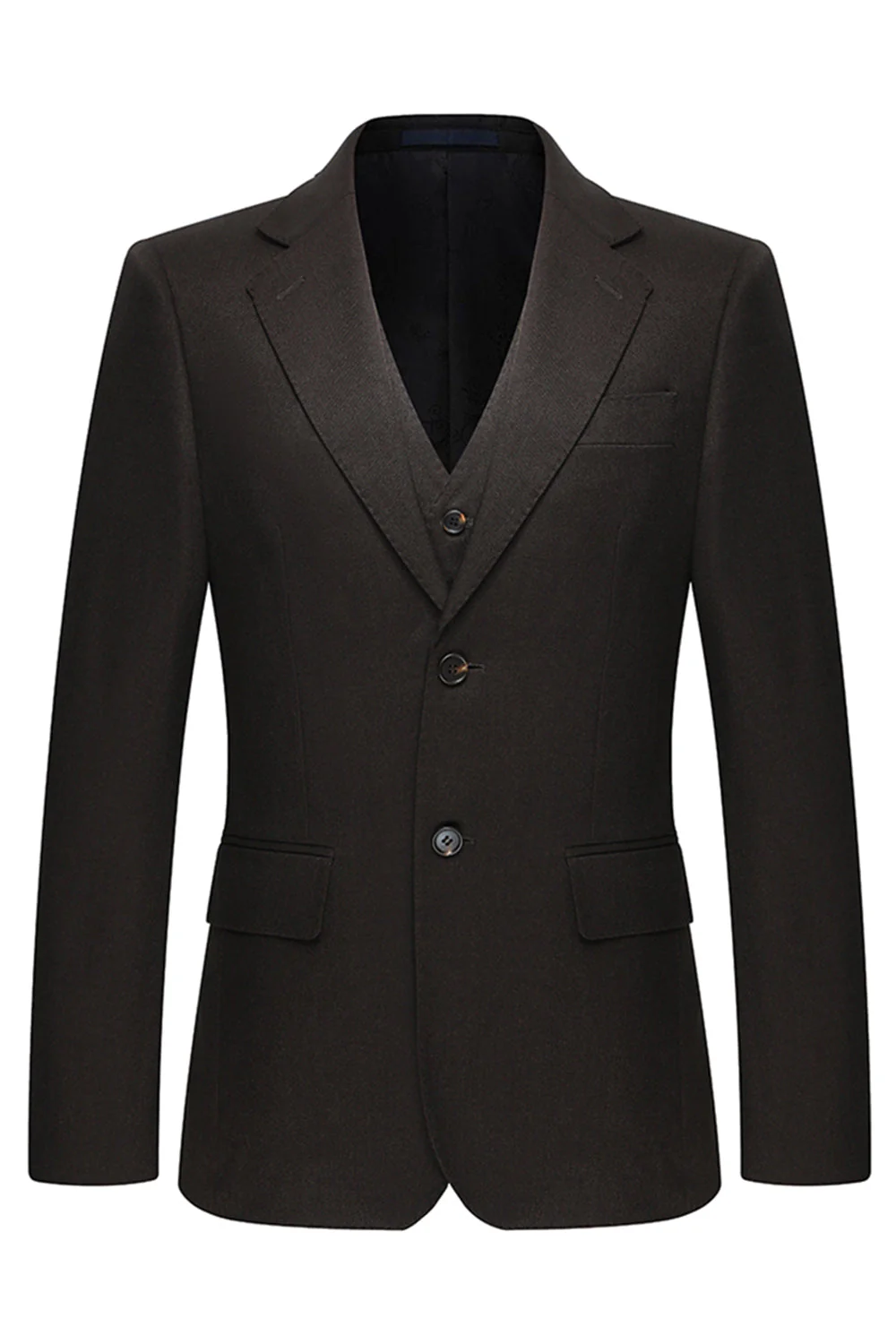 Café 3 pièces à simple boutonnage cranté Costumes d’affaires pour hommes - Image 2