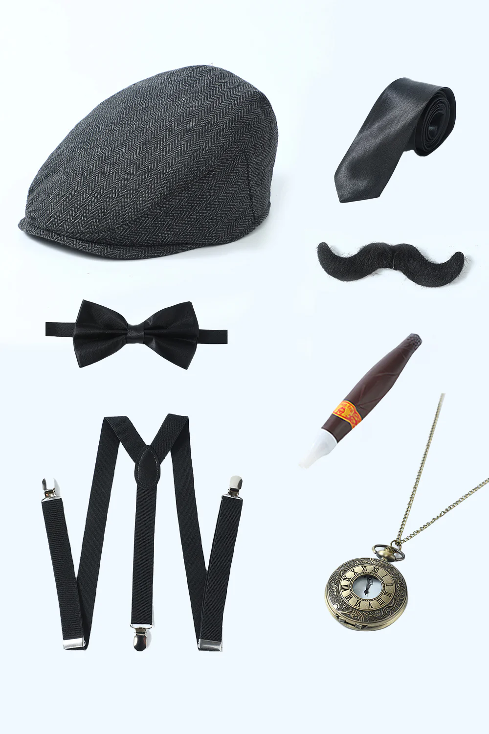 Châle noir Revers Ensemble d’accessoires pour hommes avec 6 pièces - Image 5