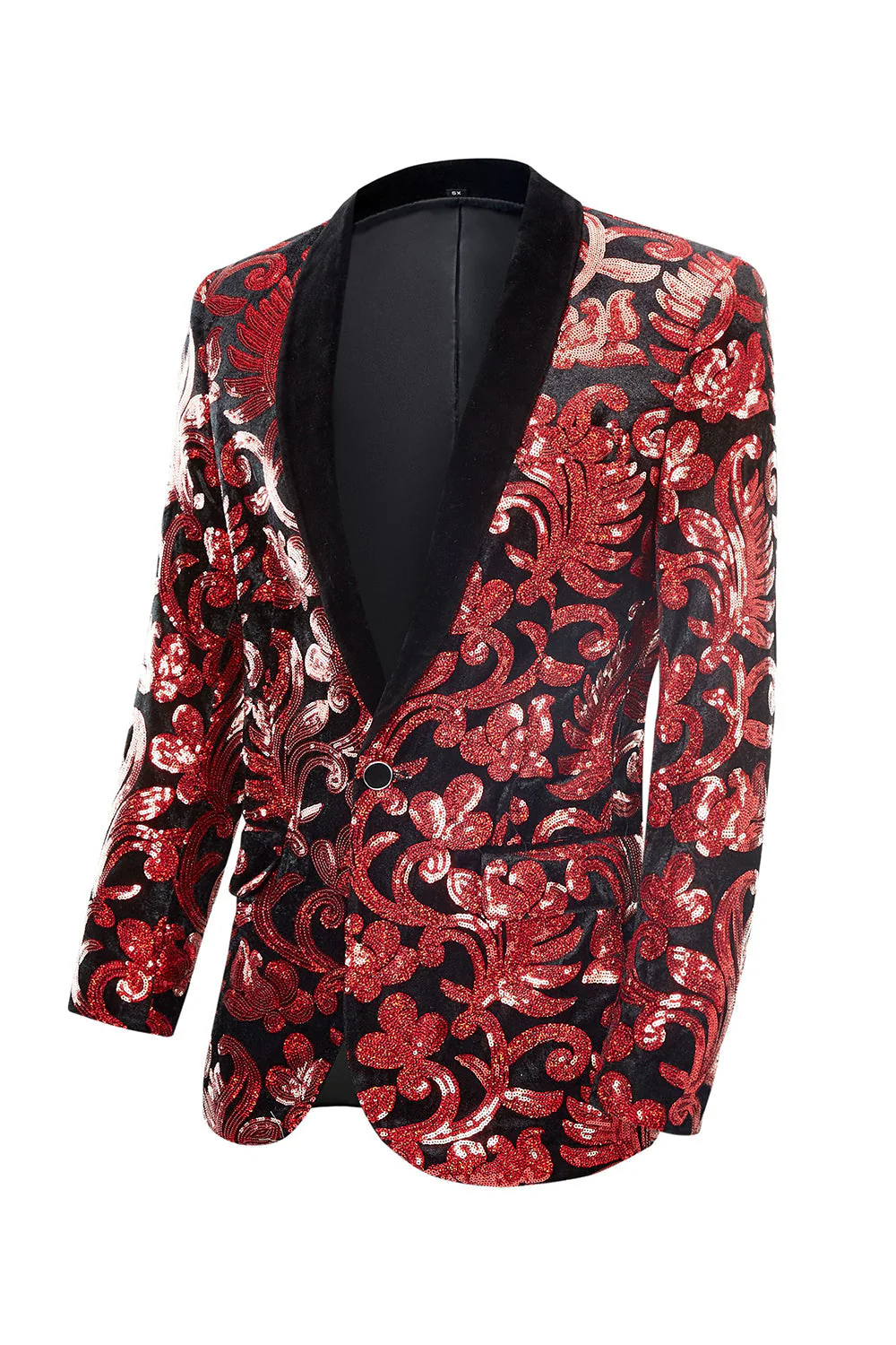 Châle Revers Un Bouton Bleu royal Paillettes Homme 2 Pièces Costumes - Image 10