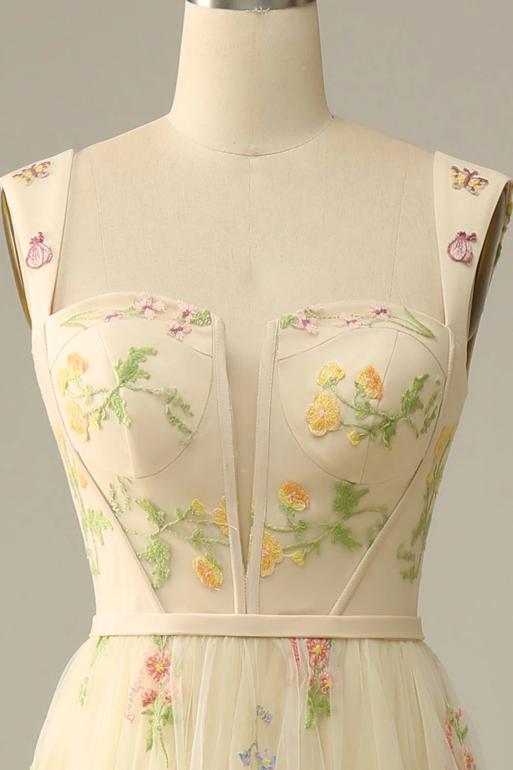 Champagne A-Line Robe de bal de broderie - Image 4