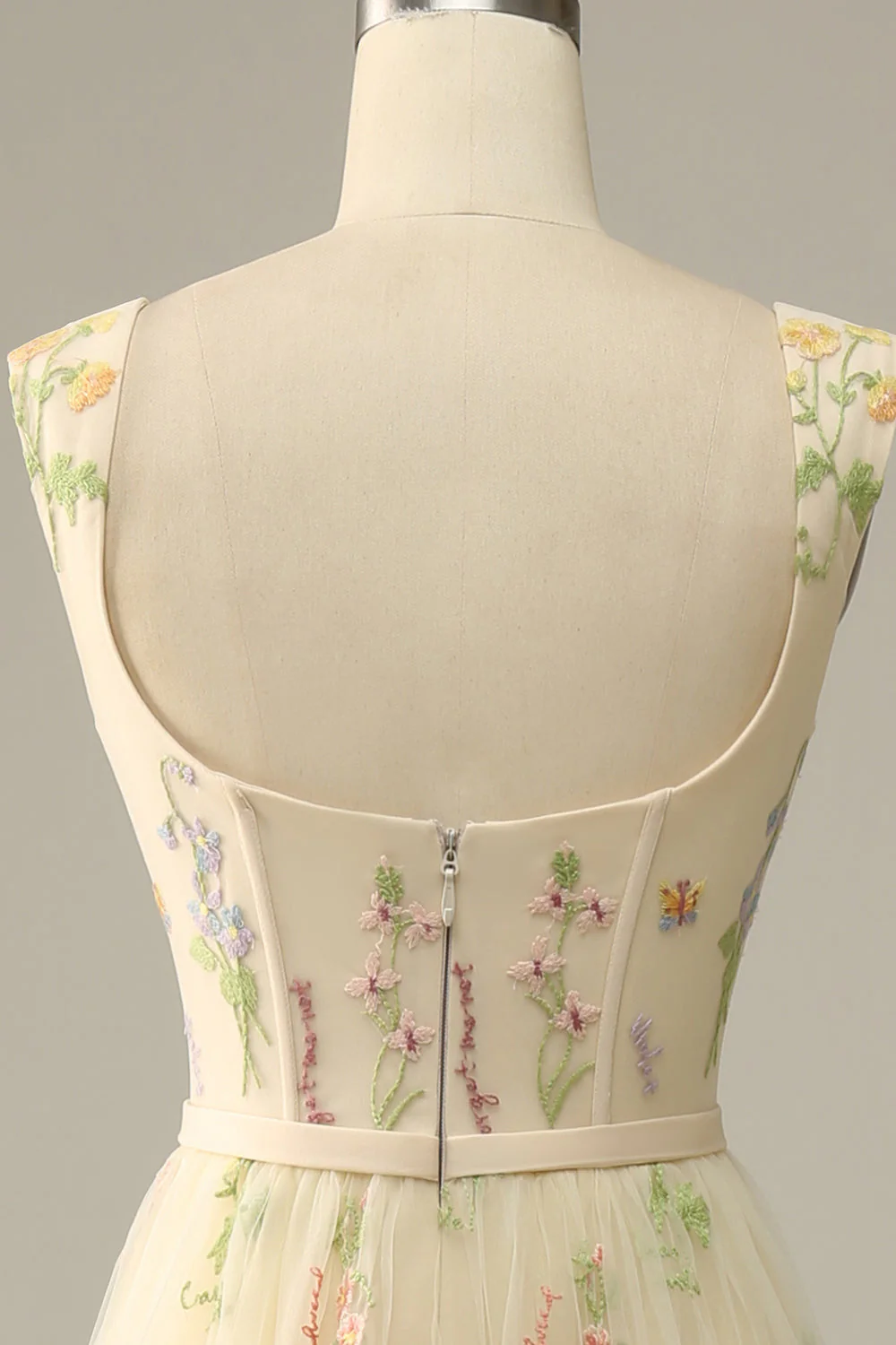 Champagne A-Line Robe de bal de broderie - Image 5