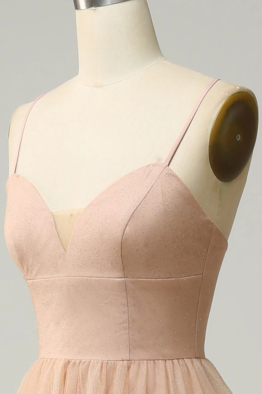 Champagne A Line Spaghetti Strapes Robe demoiselle d’honneur - Image 6