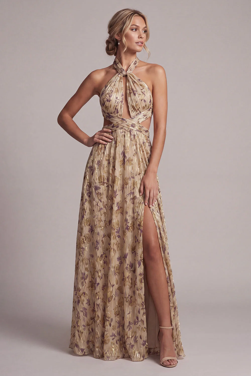 Champagne Halter découpé une ligne de robe mère de la mariée - Image 3