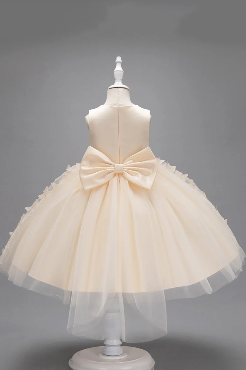 Champagne Princesse Papillon Tulle Robe de fille avec nœud - Image 2