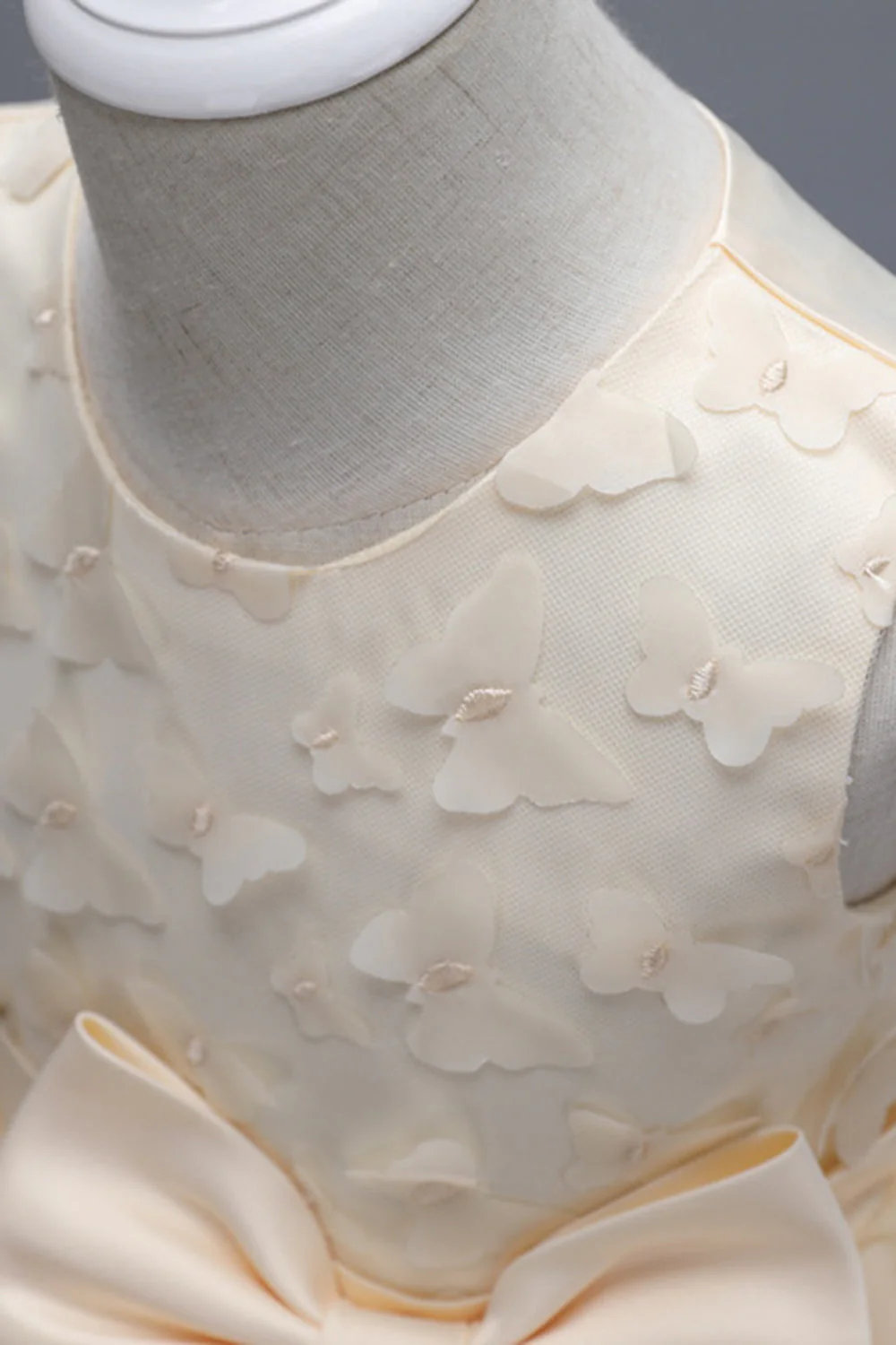 Champagne Princesse Papillon Tulle Robe de fille avec nœud - Image 4