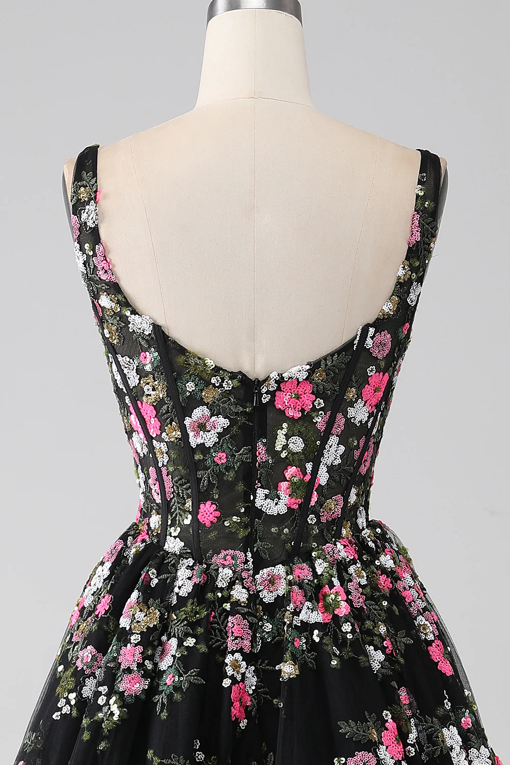 Charmante robe de soirée Corset Champagne à col carré charmante avec appliques - Image 11