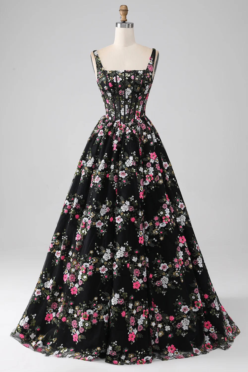Charmante robe de soirée Corset Champagne à col carré charmante avec appliques - Image 6