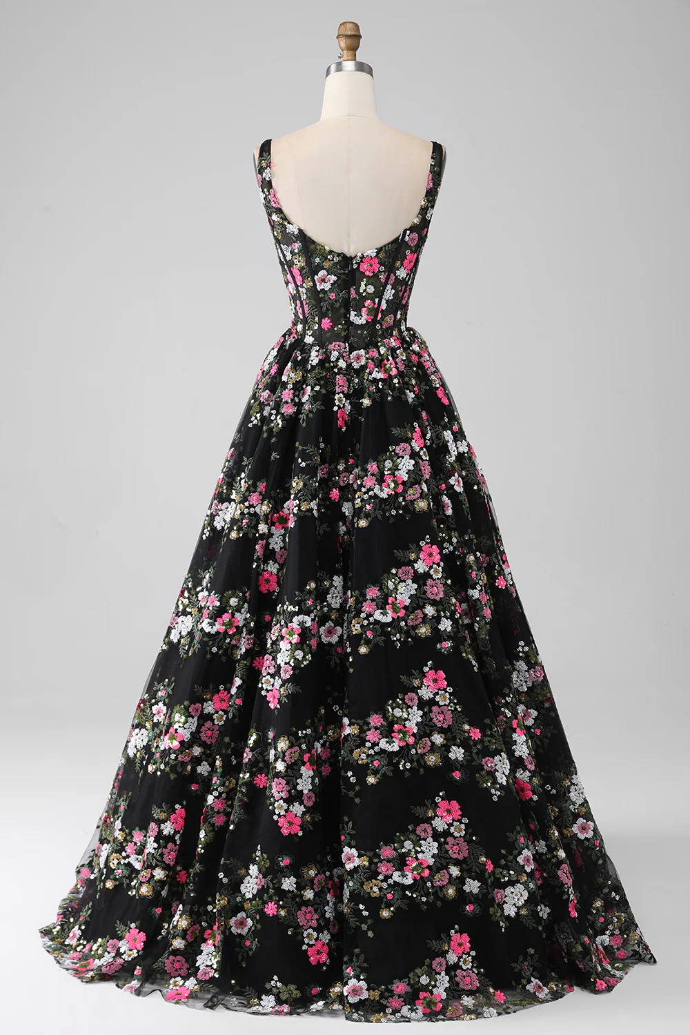 Charmante robe de soirée Corset Champagne à col carré charmante avec appliques - Image 8